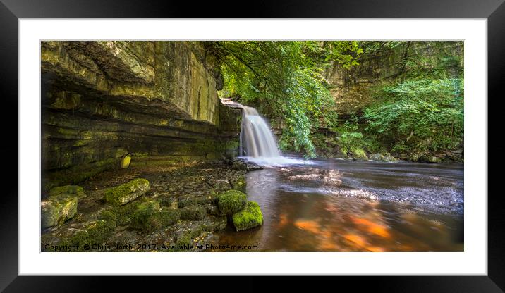 West Burton Waterfall  Framed Mounted Print by Chris North