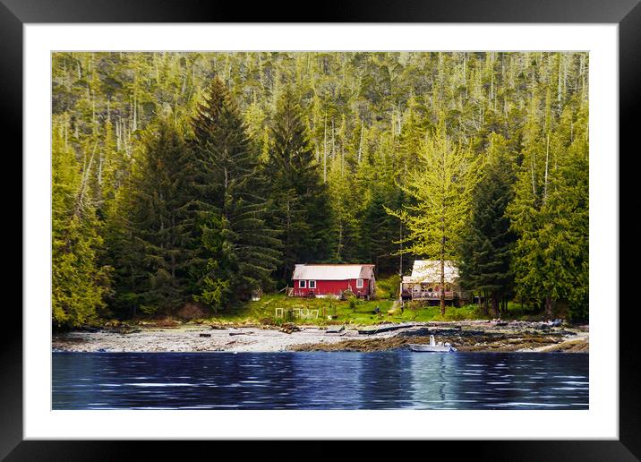 Old Houses on Evergreen Covered Coast Framed Mounted Print by Darryl Brooks