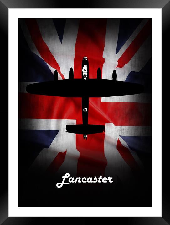 Lancaster Bomber Union Jack Framed Mounted Print by J Biggadike