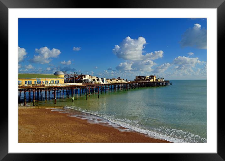 Hastings Pier After The Fire Framed Mounted Print by Bel Menpes
