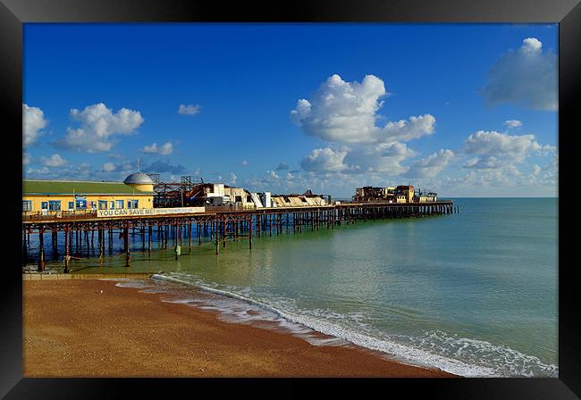Hastings Pier After The Fire Framed Print by Bel Menpes