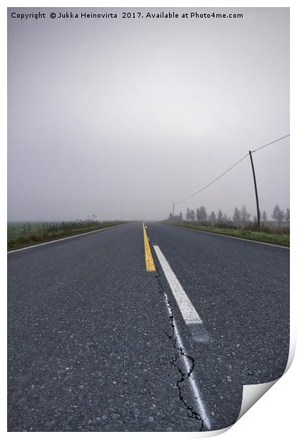 Crack On The Road Print by Jukka Heinovirta