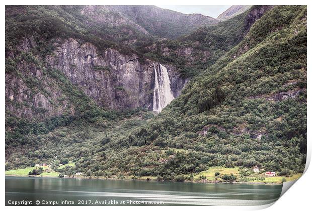waterfall near sognefjord   Print by Chris Willemsen