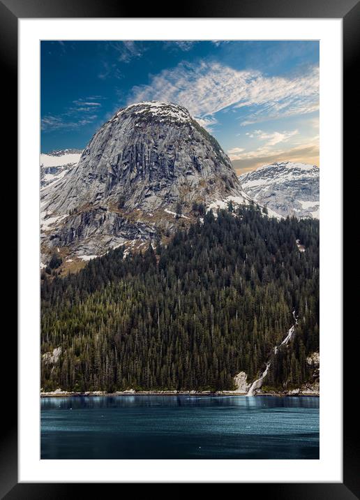 Snow Covered Dome Rising from Alaskan Evergreens Framed Mounted Print by Darryl Brooks