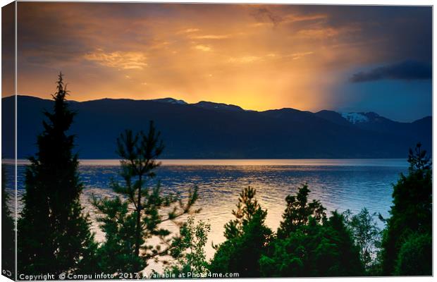 sunset at the sognefjord in norway Canvas Print by Chris Willemsen