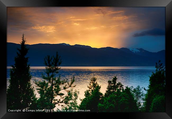 sunset at the sognefjord in norway Framed Print by Chris Willemsen