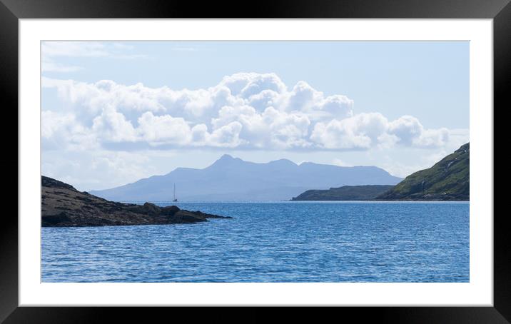 Sailboat and the Isle Of Rum Framed Mounted Print by Maarten D'Haese