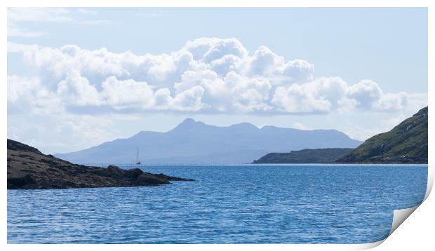Sailboat and the Isle Of Rum Print by Maarten D'Haese