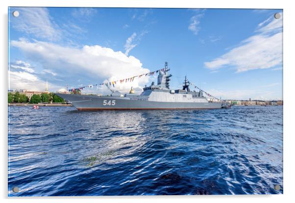 Corvette Stoykiy Navy of Russia  Acrylic by Dobrydnev Sergei