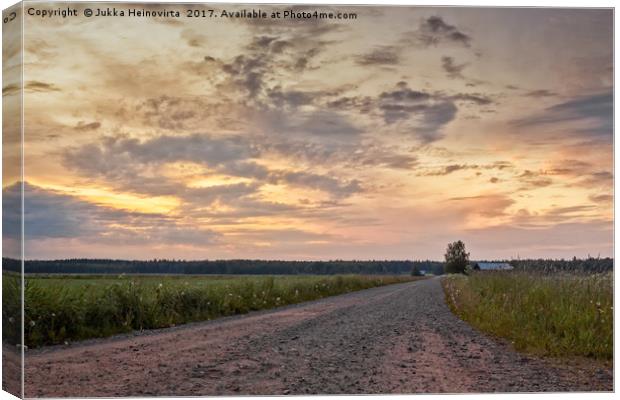 Gravel Road In The Summer Sunset Canvas Print by Jukka Heinovirta