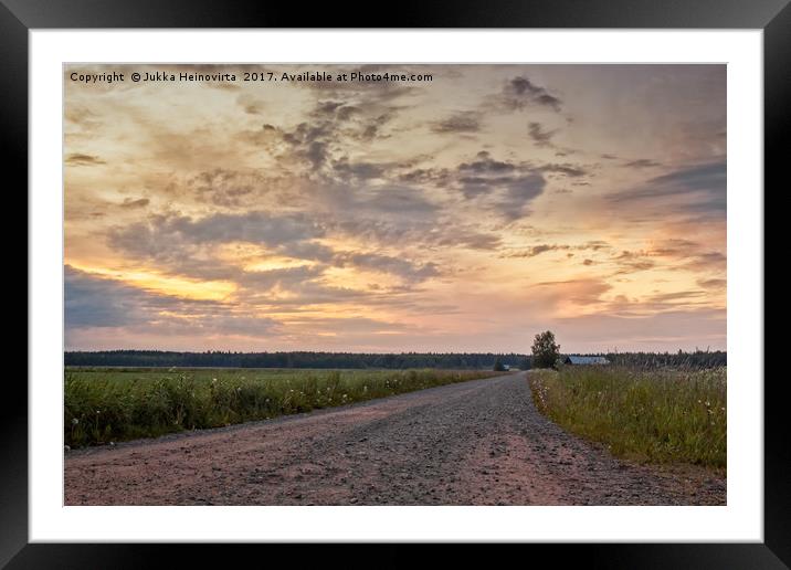 Gravel Road In The Summer Sunset Framed Mounted Print by Jukka Heinovirta