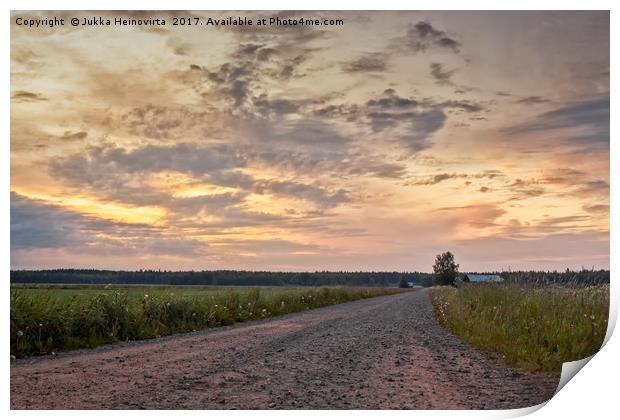 Gravel Road In The Summer Sunset Print by Jukka Heinovirta