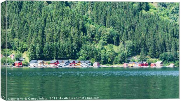 typical wooden houses at the sognefjord Canvas Print by Chris Willemsen