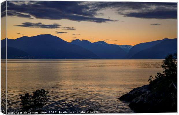 sunset at the sognefjord in norway Canvas Print by Chris Willemsen