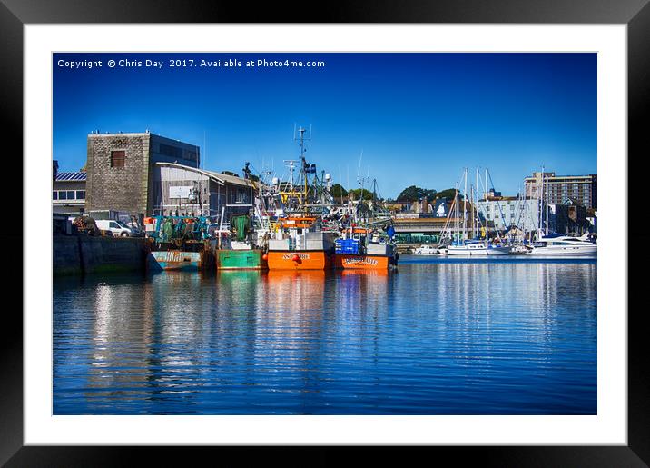 Sutton Harbour Framed Mounted Print by Chris Day