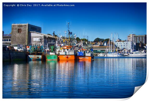 Sutton Harbour Print by Chris Day