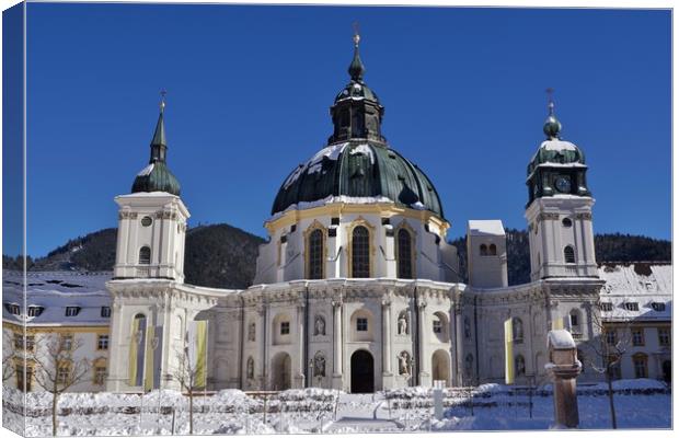 Kloster Ettal in Winter                      Canvas Print by John Iddles