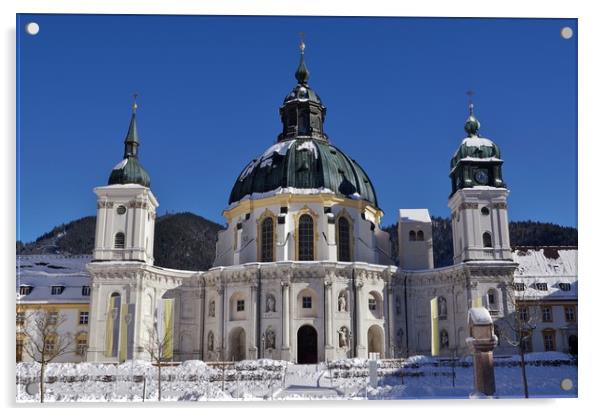 Kloster Ettal in Winter                      Acrylic by John Iddles