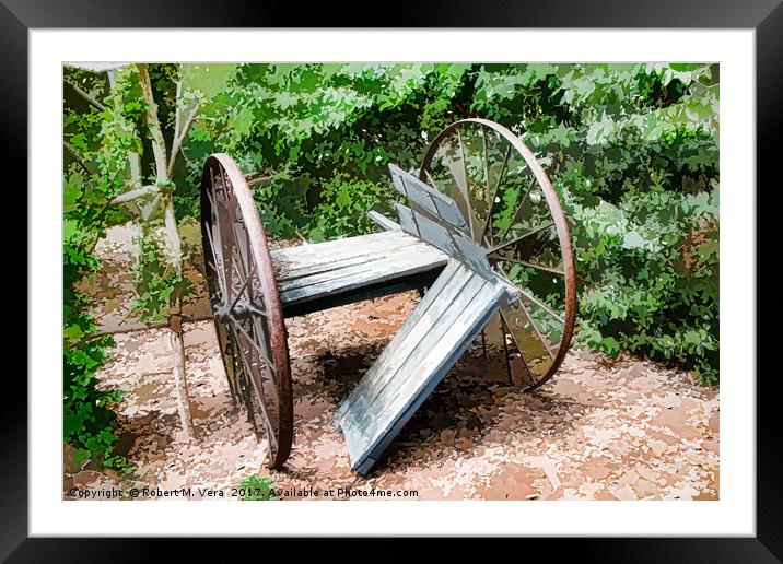 Old wagon wheel cart Framed Mounted Print by Robert M. Vera