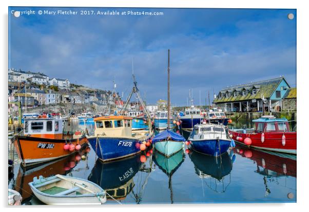 Colourful Mevagissey Acrylic by Mary Fletcher