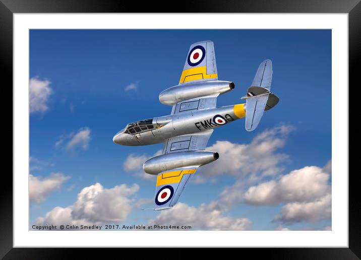 Gloster Meteor T.7 WA591 G-BWMF Framed Mounted Print by Colin Smedley