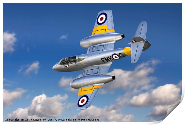 Gloster Meteor T.7 WA591 G-BWMF Print by Colin Smedley