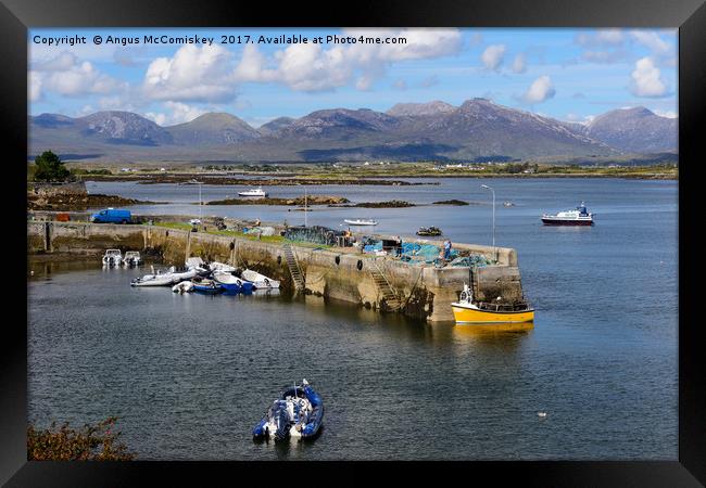 View across Roundstone harbour, County Galway Framed Print by Angus McComiskey
