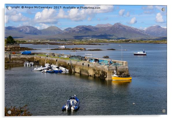 View across Roundstone harbour, County Galway Acrylic by Angus McComiskey