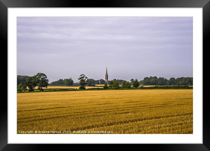 Cornfield and church at harvest time Framed Mounted Print by Graeme Hutson
