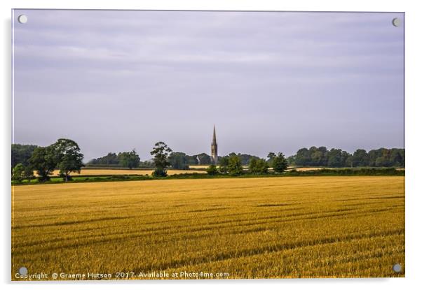 Cornfield and church at harvest time Acrylic by Graeme Hutson