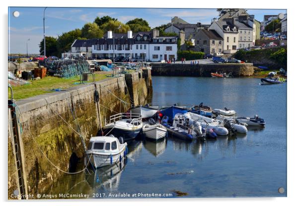 Boats in Roundstone harbour, County Galway Acrylic by Angus McComiskey