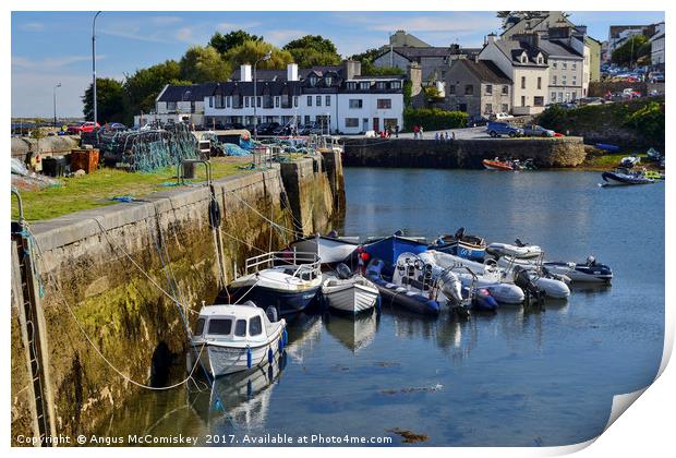 Boats in Roundstone harbour, County Galway Print by Angus McComiskey