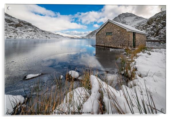 Icy Lake Ogwen Snowdonia Acrylic by Adrian Evans