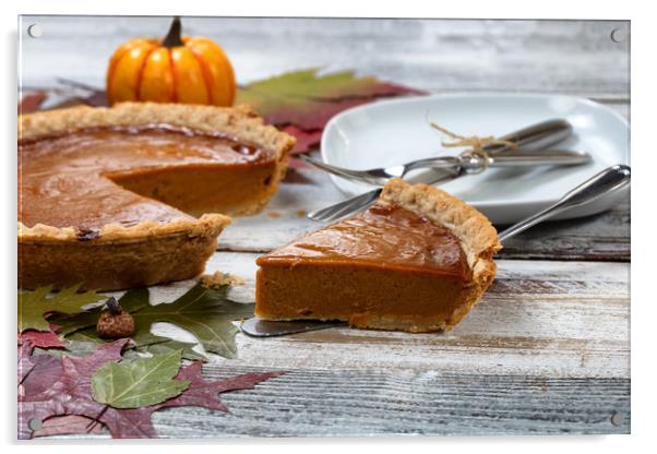 Homemade pumpkin pie for the special Autumn holida Acrylic by Thomas Baker