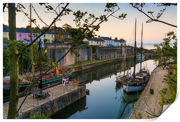 Charlestown harbour, St Austell, Cornwall Print by Michael Brookes