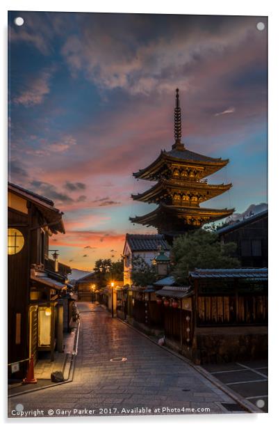 Japanese Pagoda, at sunset Acrylic by Gary Parker