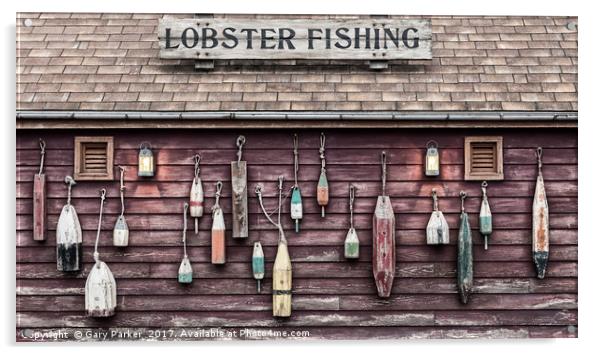 Floats on the outside wall of lobster fishing hut Acrylic by Gary Parker