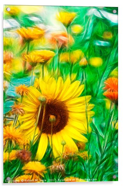 Spring Wildflowers Acrylic by Robert M. Vera