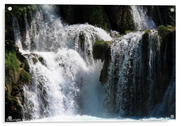 Natural waterfalls in Krka National park Croatia Acrylic by  