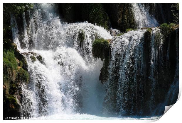 Natural waterfalls in Krka National park Croatia Print by  