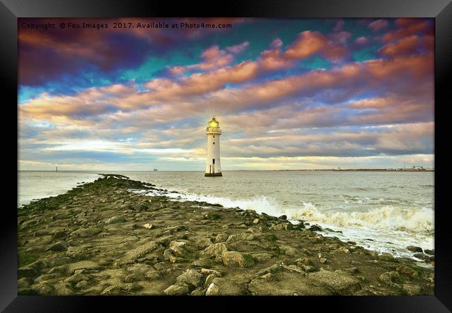 New brighton lighthouse Framed Print by Derrick Fox Lomax