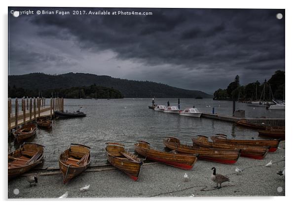 Dark Clouds over windermere Acrylic by Brian Fagan