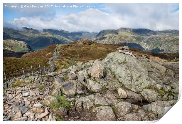 Lingmoor Fell and the Langdale Pikes Print by Gary Kenyon