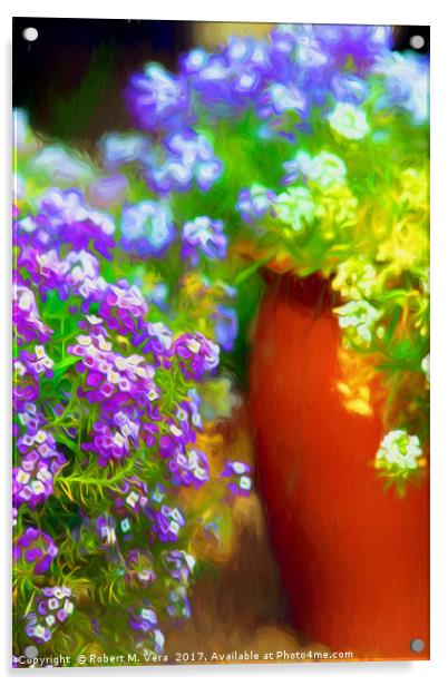 Alyssum in the Garden Acrylic by Robert M. Vera