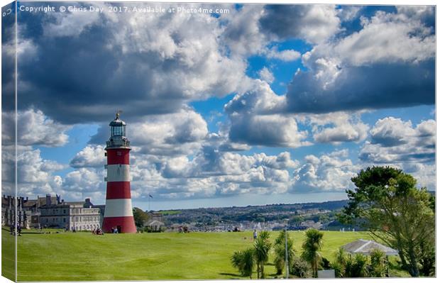 Plymouth Hoe and Smeatons Tower Canvas Print by Chris Day