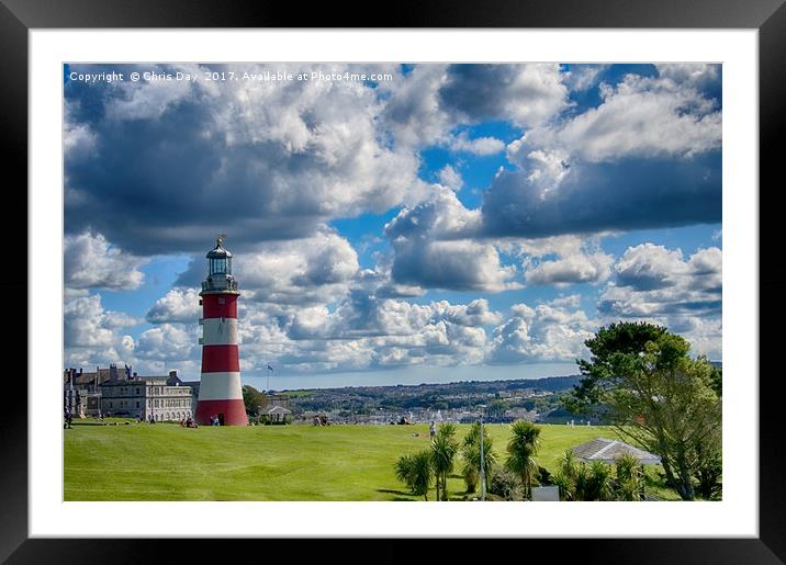 Plymouth Hoe and Smeatons Tower Framed Mounted Print by Chris Day