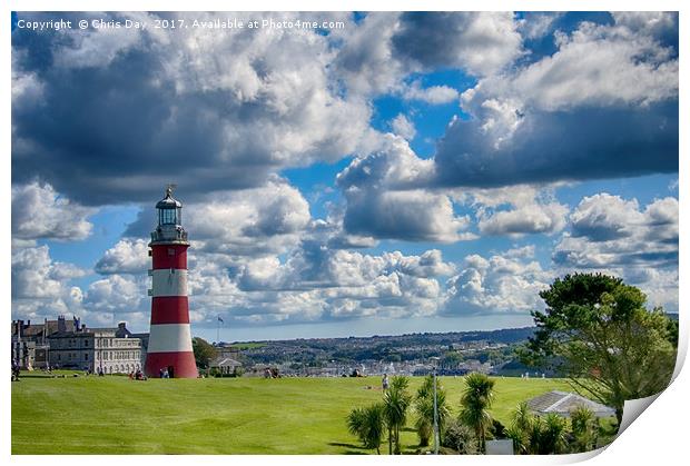 Plymouth Hoe and Smeatons Tower Print by Chris Day