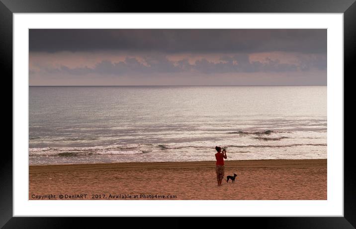 Woman and dog Framed Mounted Print by DeniART 