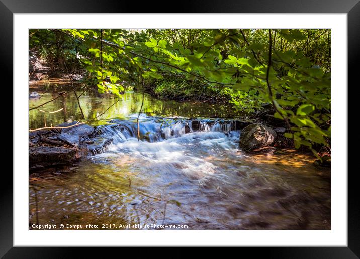 waterfall in green forest Framed Mounted Print by Chris Willemsen