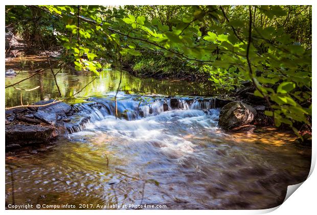 waterfall in green forest Print by Chris Willemsen